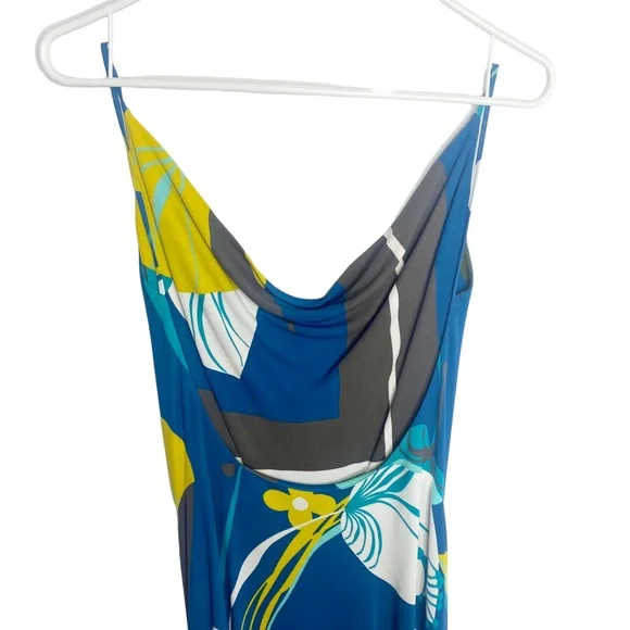 Y2K slip dress turquoise mustard size XS N - Picture 4 of 5